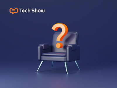 The Guest Chair 3d b3d blender chair cycles event mysterious mystery orange question question mark render show sofa tech