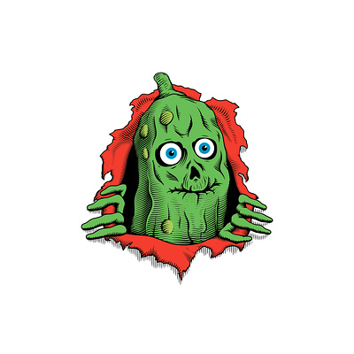 PICKLE BRIGADE art branding color death design engraving food illustration logo pickle retro skate street trash vector