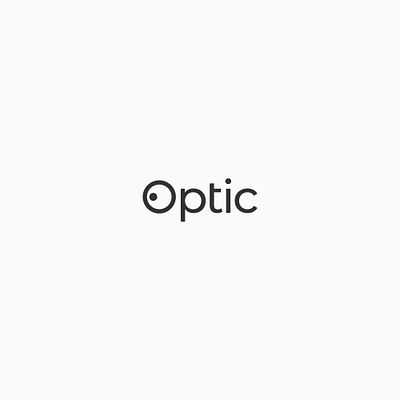 optic wordmark logo abstract branding design eye glasses logo look minimalist optic optical optics pupil retina see spectacles typogaphy virtual vision wordmark wordmark logo