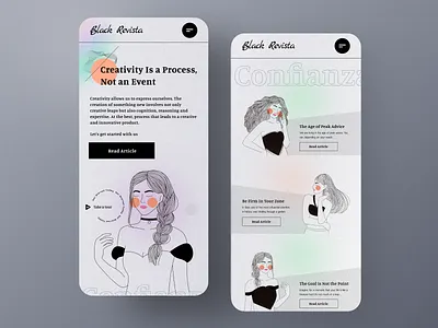 Black Revista - Mobile version 3d app blur dashboard design figma design glassmorphism homepage illustration interface landing page magazine minimal mockup onboarding ui uidesign ux web website