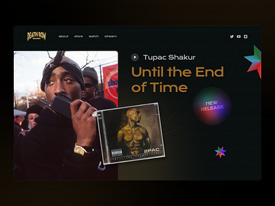 Death Row Records album asymmetric clean dark glass glassmorphism itunes landing music podcast sound spotify visual design