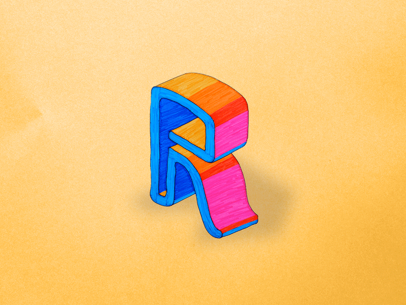 Letter R animated gif decoration doodle doodling illustration initials typography