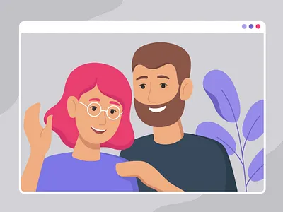 Video call character character design couple design flat illustration friendly illustration illustrator smile ui vector web