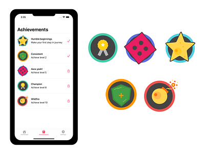 Morango languages Achievements app creative design figma illustration ios language app logo mobile ui