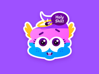 Holy Shit Sticker Design 🌈💩 before and after case study character cool cute dailyui design emoji flat gradients holy shit illustration minimal poop print progress rainbow sticker sticker design sticker mule