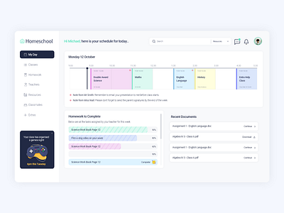 Calendar | Schooling App calendar chart education gannt chart schedule school ui ux uxui webapp webdesign website