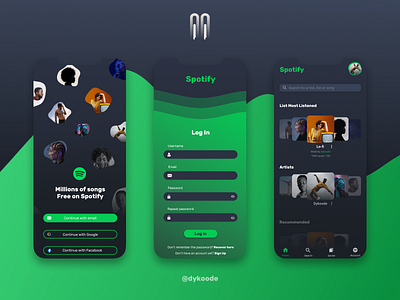 Spotify Redesign - Ux/Ui design app app design appconcept concept design dykoode figma mobile mobile app design mobile ui protopie reimagine spotify spotify redesign ui redesign uiux uiuxdesign website website design