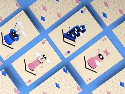 Isometric playing cards affinitydesigner card design color colorful design gradient illustration isometric isometric illustration minimal pastels playing card vector