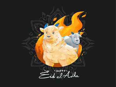 Eid Al Adha Illustration arabic camel care cook cow eid eid al adha fire food goat god hajj illustration islam lamb mecca moslem pray share tradition