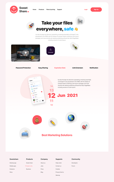 Sweet Share Vr2 Landing page app download landing page sharing upload web design