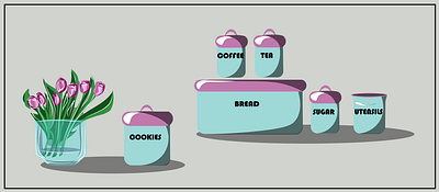 Household utensils, comfort. Kitchen. House. biscuits bread coffee concept design house illustration kitchen sugar tea vector