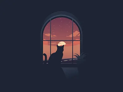 cat moon illustration cat design film illustration logo music sketch vector