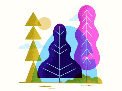 Geometric Forest blake stevenson book illustration cute disney editoral geometric hipster illustration jetpacks and rollerskates landscape mary blair mid century product illustration retro trees vector