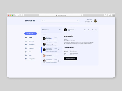 Email Inbox + Order Receipt daily dailyui dailyui017 dailyui17 design flat minimal ui uidesign uiux