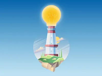 LIGHT HOUSE 2d 2d art bulb concept concept art design illustration illustrator landscape lighthouse vector vectorart