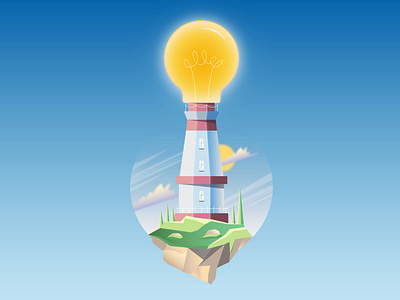 LIGHT HOUSE 2d 2d art bulb concept concept art design illustration illustrator landscape lighthouse vector vectorart