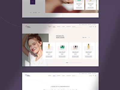 Cosmetics UI design art direction branding chronobiology cosmetics cosmetology expert new product skin routine skincare slider webdesign