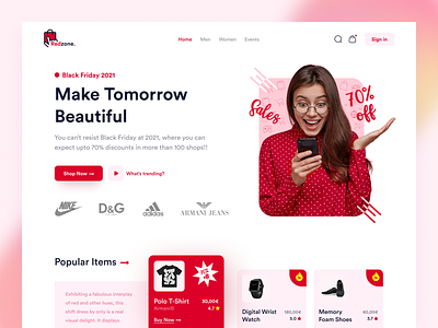 eCommerce Landing Page Header brand branding concept creative dailyui design e commerce ecommerce fashion flat header landing page minimal product trendy ui ui design ux ux design website