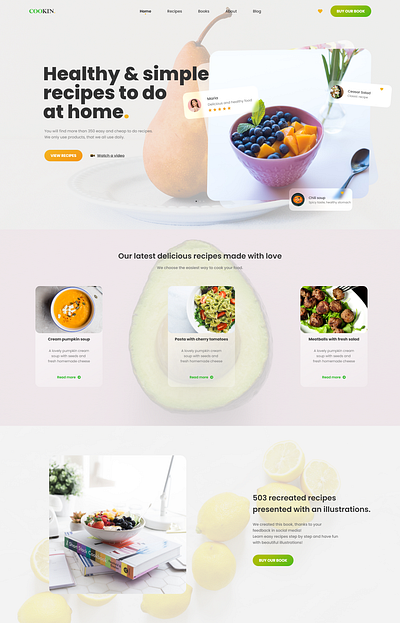 Healthy Recipes, Landing Page/UI Design fiverrgigs freelance design healthy food healthy landing page landing page landing page concept landing page design landing page ui recipes ui ux ui ux web web designer web template website website design