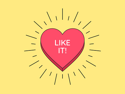 Like it banner button call to action cartoon click heart illustration interaction like love post poster rays red social media sunburst tap vector
