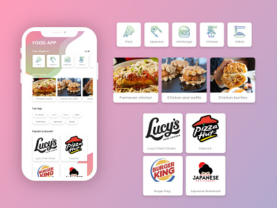 Food delivery app design icon illustration