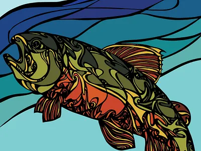 Trout & About Poster Detail illustration poster art