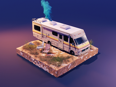 Breaking Bad 3d blender breaking bad car diorama illustration isometric lowpolyart rv substance substancepainter