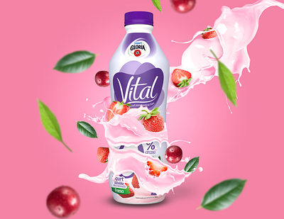 Vital Yogurt Commercial Ad adobe photoshop commercial food graphic design inspiration mockup photo manipulation photoshop social media design