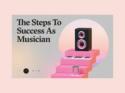 3D Illustration "Steps to success" 3d 3d modeling 3dicon banner c4d cinema4d digital illustration illustration landing music music app musician promo speaker spotify stairs ui