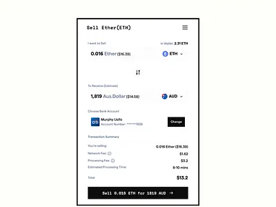 Off-Ramp bank account blockchain crypto off ramp ramp sell crypto ui web3