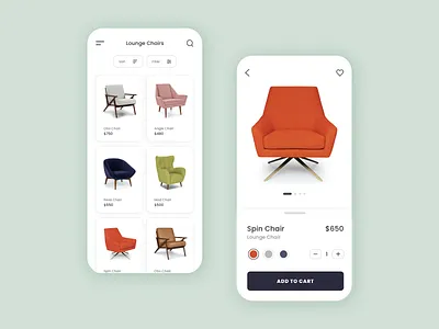 Furniture Ecommerce App app buy chairs ecommerce ecommerce app furniture furniture app furniture store ios app minimal minimalist mobile app phone app ui ui design ux ux design vector