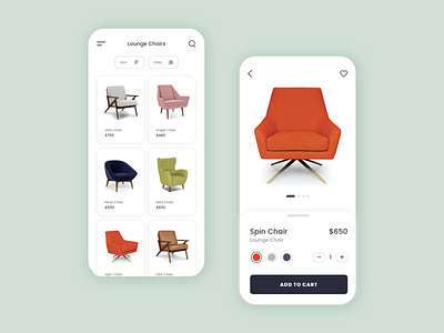 Furniture Ecommerce App app buy chairs ecommerce ecommerce app furniture furniture app furniture store ios app minimal minimalist mobile app phone app ui ui design ux ux design vector