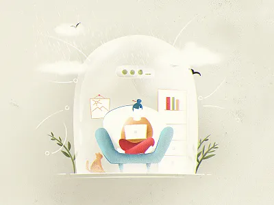Secure Space comfy craft dome illustration secure sofa