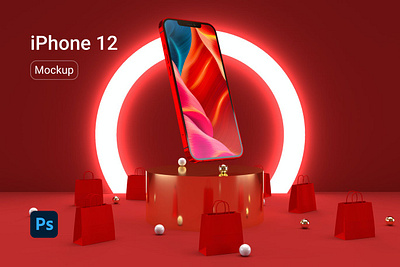 iPhone 12 Red Mockup app app design apple device display iphone iphone 12 iphone 12 mockup iphone 12 pro iphone 12 pro max iphone app iphone x iphonex mobile red screen screens showcase smartphone ui