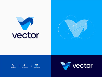 Vector - V Letter Logo Mark abstract branding business corporate creative design fly freelancer iqbal gradient icon logo logo design logo designer mark modern symbol v v letter v logo vector