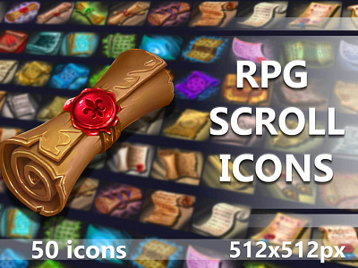 RPG Scroll Icons 2d craftpix game assets gameassets gamedev icons indie game indiedev rpg