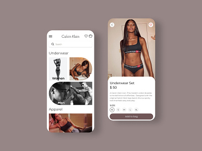 Calvin Klein Store ios app app calvin klein design fashion figma ios lingerie mobile store ui