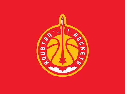 Houston Rockets badge ball basketball houston htx launch logo moon nasa nba planet rebrand rocket rockets roundel smoke space star stars texas