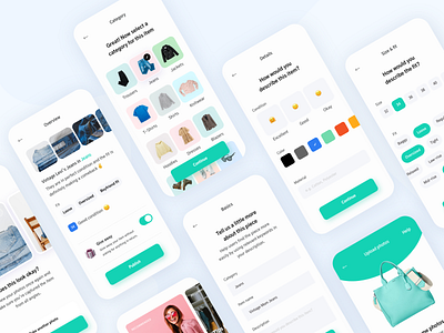 Swopper - Item upload and configuration app clean configuration design fashion flow input interface mobile ui overview pill process select setup steps upload ux wizard