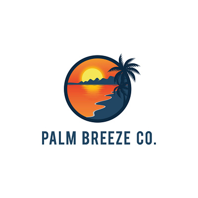 Palm Breeze Company design flat illustration logo minimal typography vector