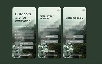 outdoors for everyone dailyui dailyui 001 dailyuichallenge outdoors signup signup screen travel ui ux uxdesign