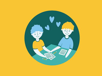 Teens androgynous cdc cute dating friendly friends happy health healthcare homework illustration illustrator kids love procreate relationships school spot illustration teens yellow