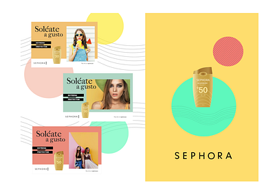 Sephora - Solar Care ad campaign advertisement beauty design design poster diseño envase diseño gráfico geometric design graphicdesign illustration packaging packaging design sephora solar care design summer textures