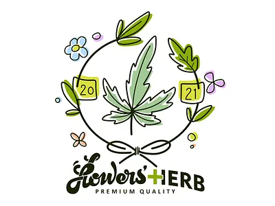 Flowers... +Herb.. Ok. flat illustration logo minimal vector