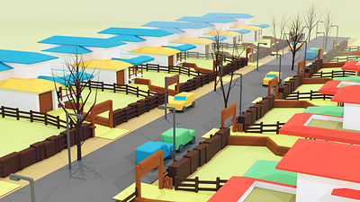 Minimalistic Suburbia 3d blender light lowpoly minimalistic