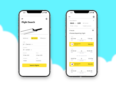 Flight Search app design minimal ui ux