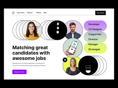 SaaS jobs: website platform ai applicants candidate community design friendly hero hr illustration jobs landing landing page page product role saas site ui web webflow