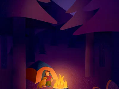 Camping Buddies camping color design fire illustration illustrator outdoor tent vector