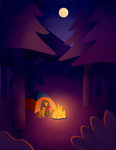 Camping Buddies camping color design fire illustration illustrator outdoor tent vector