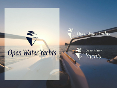 Boat Logo Open Waters Yachts abstract logo blue boat logo branding dailychallenge dailylogo dailylogochallenge flat logo logo design logo mark logochallenge logotype minimal open waters yachts yacht